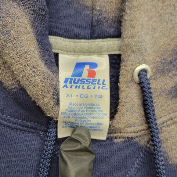 Vintage Russell Athletic Bleach Dyed Hoodie Men's Size XL Pullover Sweatshirt - Picture 5 of 6